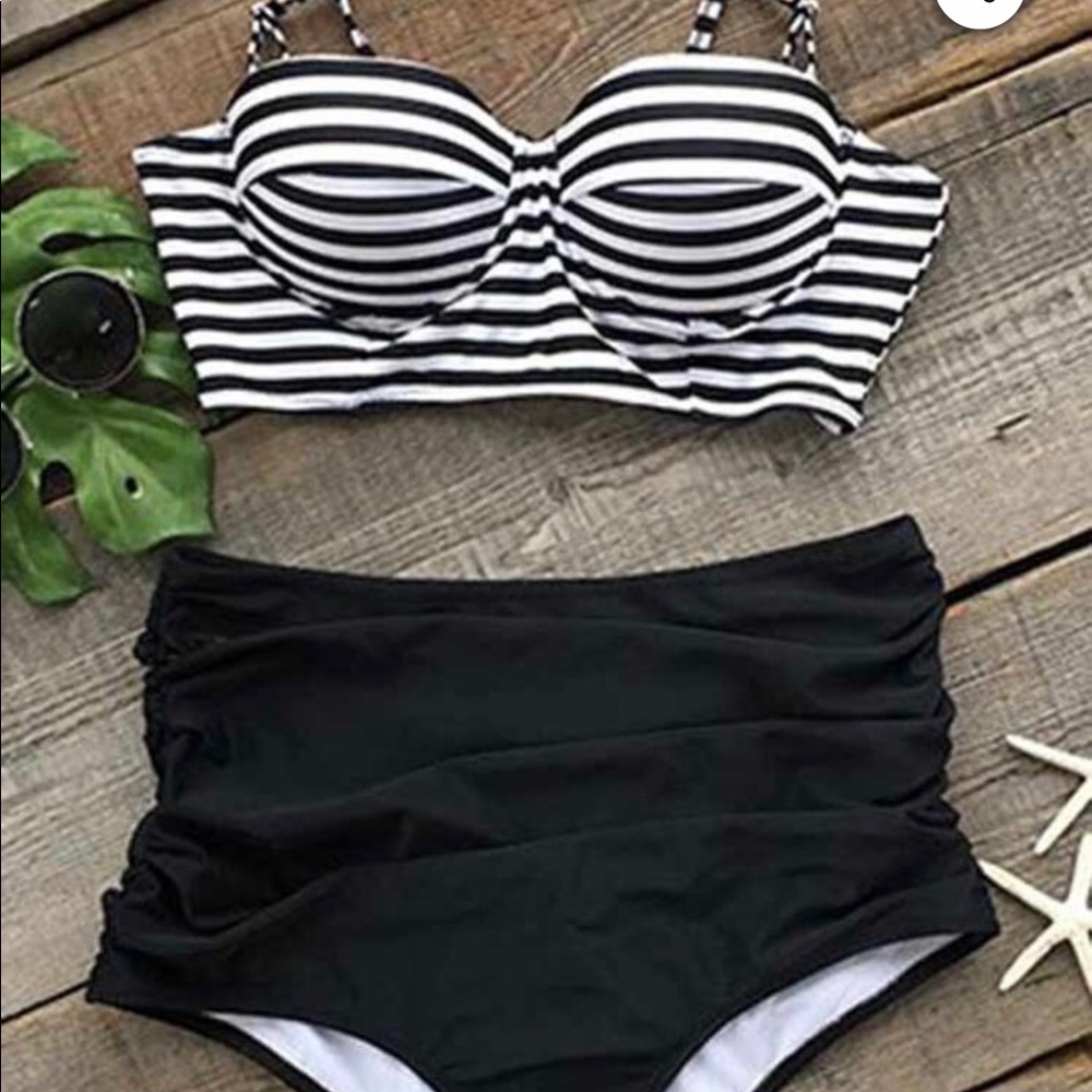 Cupshe Stripe High Waisted Bikini: Sz XL: NWT
